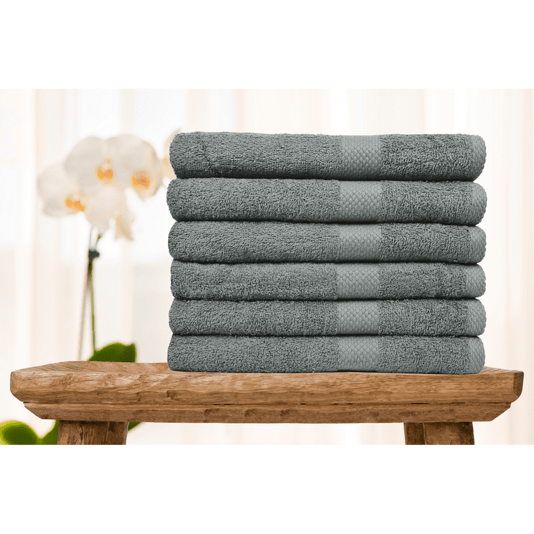 SOFT TEXTILES BATH TOWEL 6 PACK 100% COTTON RING SPUN BATH TOWELS SET 24X48  INCHES