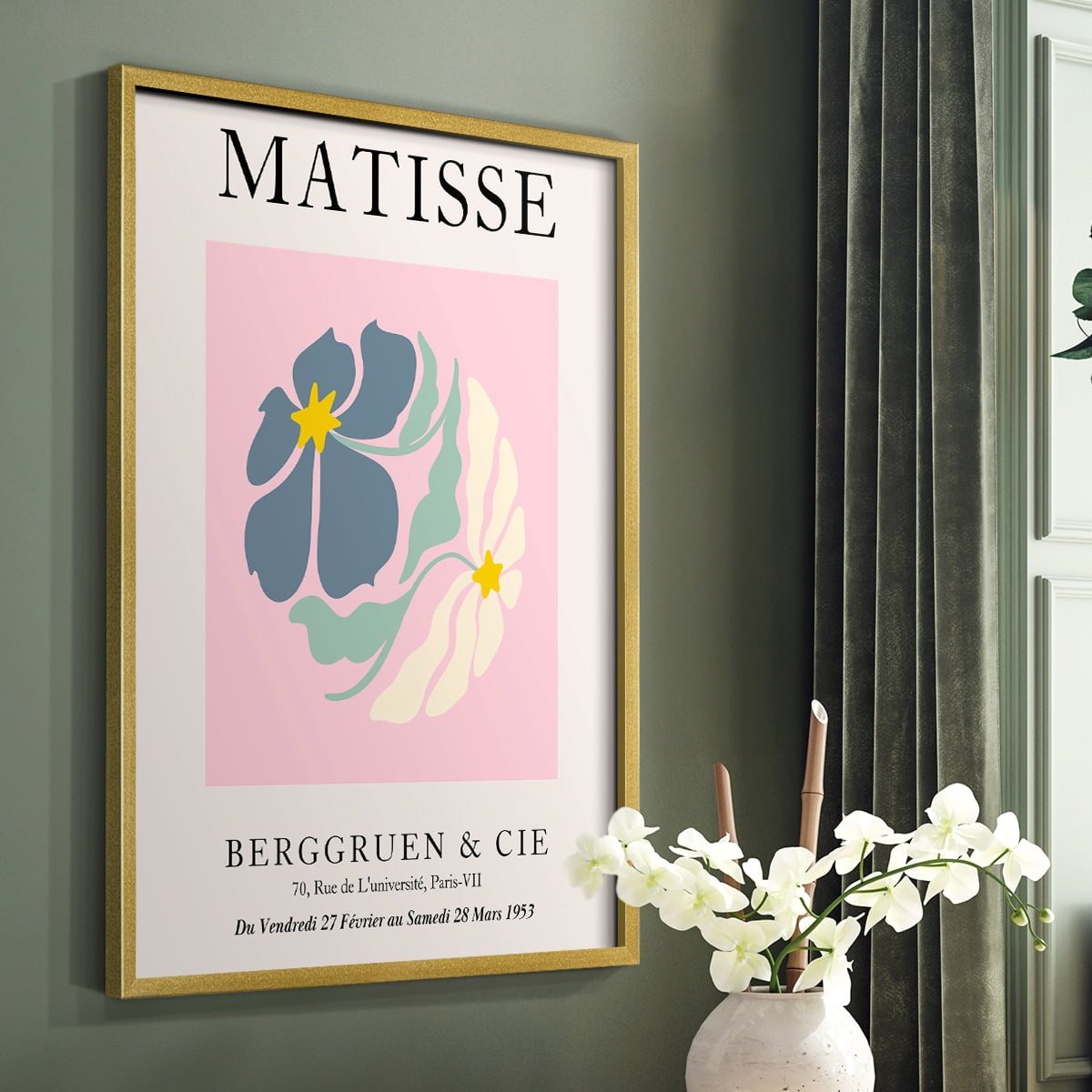 Matisse CDXCVI in Gold Solid Wood Framed Print No Nail Hanging