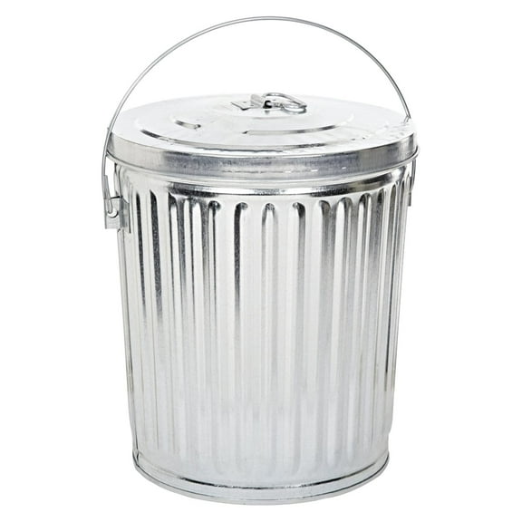 10GPCL Galvanized Steel 10-Gallon Light Duty Waste Pail and Lid, Round, 16" Diameter x 17-1/4" Height, Silver