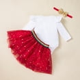 thumbnail image 6 of CAIVO Kids Outfit Sets Baby Girl's Year Party Dress Long Sleeve Romper With Skirt And Hair For Holiday Celebration Relaxed Fit Clothing Sets, 6 of 9