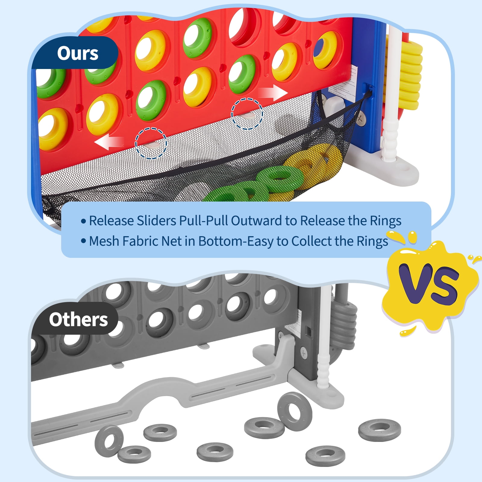 Versatile 4-in-1 Jumbo Floor Board Game Set – Adjustable 3-Level Height, Includes Four in a Row, Golf, Basketball & Ring Toss – Durable HDPE, Indoor/Outdoor Family Fun, Easy Carry Bag