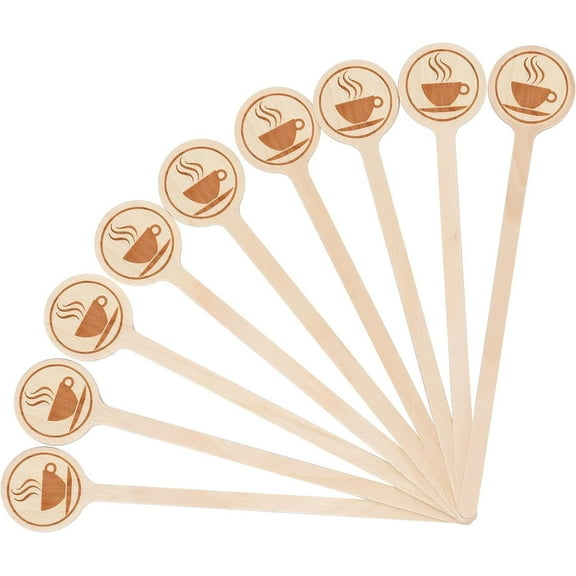 RUseeN 5.9 inch Wooden Coffee Stirrers, 100 Count Disposable Stir Sticks for Coffee & Cocktails, Wooden Beverage Mixer with Round Ends, Swizzle Drink Sticks