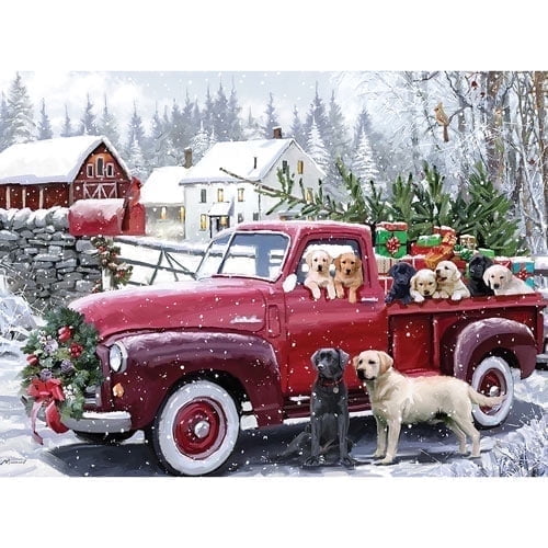 Bits and Pieces 300 Piece Christmas Delivery Puzzle Dog Truck Holiday