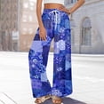 thumbnail image 6 of Dress Pants Women Petite High Waisted Wide Leg Summer Beach Vacation Pants Boho Lounge Casual Palazzo Trousers Royal Blue XL, 6 of 8