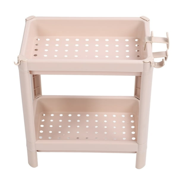 Estante de almacenamiento para el suelo del baño, multifuncional, multicapa, estable, duradero, independiente, estante de esquina, color beige, 2 capas
