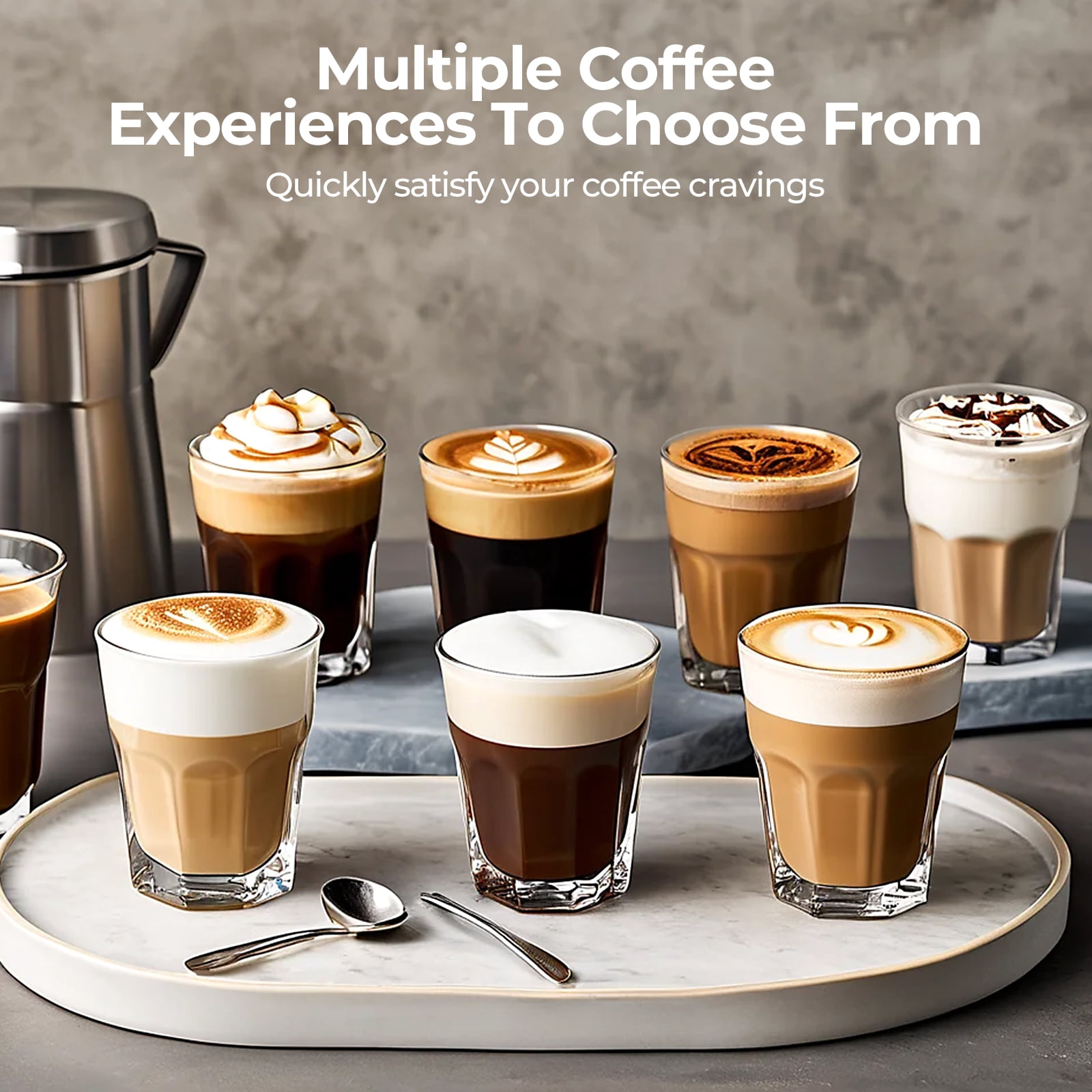 WAA 20 Bar Espresso Machines for Home,Espresso Maker with 57 oz Removable Water Tank,Cappuccino Machine with Automatic Milk Frother,Dual Boiler Latte Maker for Ground Coffee & Coffee Capsules