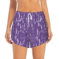 thumbnail image 2 of Picia Lavender Flowers Pattern Women's 2 in 1 Athletic Running Shorts High Waisted Workout Casual Gym Sweat Shorts with Comfy Liner Zipper Pockets-Medium, 2 of 9