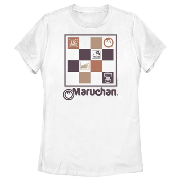 Women's Maruchan Checkered Logo Graphic Tee White Large