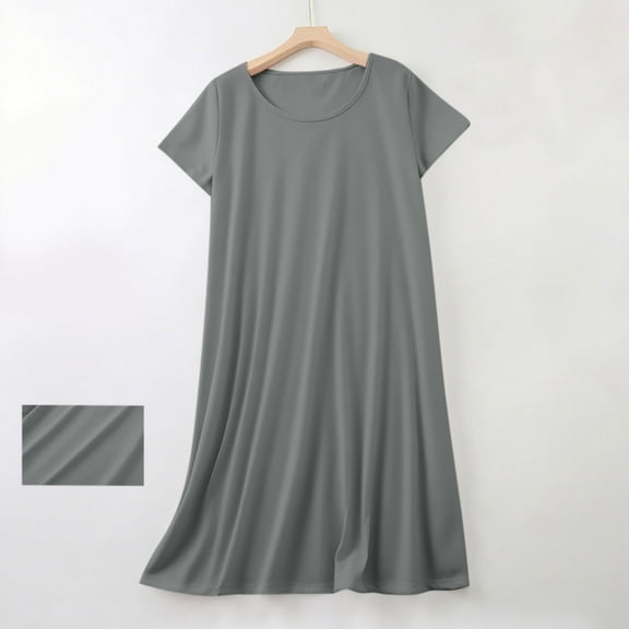 Cxenplz Women's Nightgown Short Sleeve Nightshirt Crew Neck Sleep Shirt Loose Loungewear Casual Sleepwear
