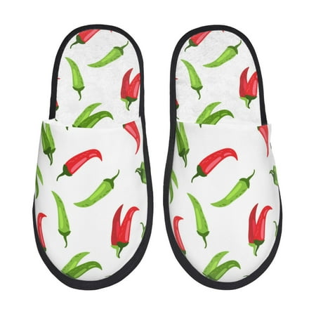 

Slippers for Women Chili Pepper green Womens Slippers Fuzzy Winter House Shoes Soft Anti-Skid Slippers Indoor and Outdoor