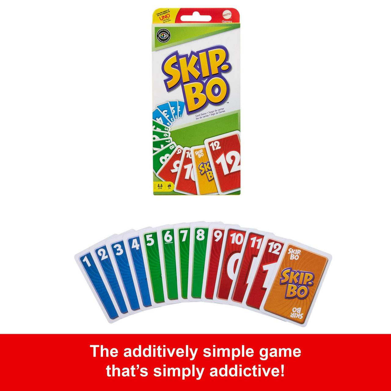 Mattel, SKIP BO Card Game (Pack of 4)