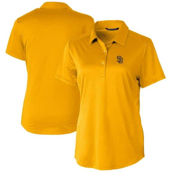 Women's Cutter & Buck Gold San Diego Padres Prospect Textured Stretch Polo