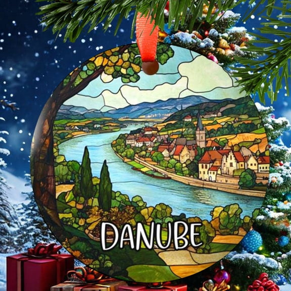Danube River Germany Christmas Ornament, Ceramic, Acrylic -, Travel Souvenir, Tree Hanging, Trip Keepsake 2025, Traveler Gift, Edition, Holiday Tree Decoration