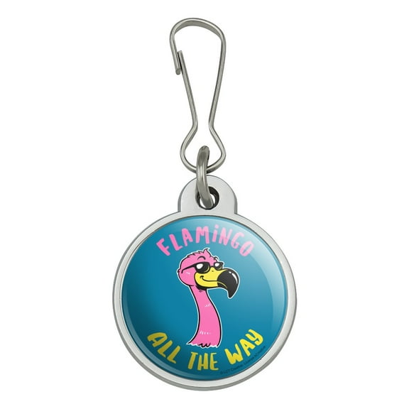 Flamingo All the Way Funny Humor Jacket Handbag Purse Luggage Backpack Zipper Pull Charm