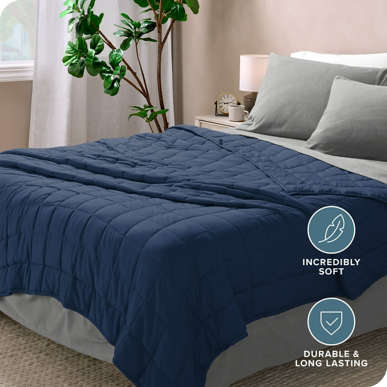 Bare Home 12 lbs Weighted Blanket for Adults and Kids 48 x 72 210tc Twill Cotton Dark Blue
