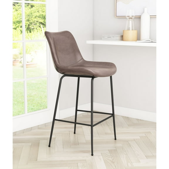 Byron Counter Stool Brown Counter Stool, Modern Style, Plush and durable faux leather fabric, Plywood, Indoor Bar