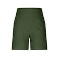 thumbnail image 4 of Hueook Womens Shorts Workout Knee Length Stretch Twill Shorts Thin Waist Pull Regular Hiking Shorts Bermuda Summer Casual with Pockets Green 5X, 4 of 9