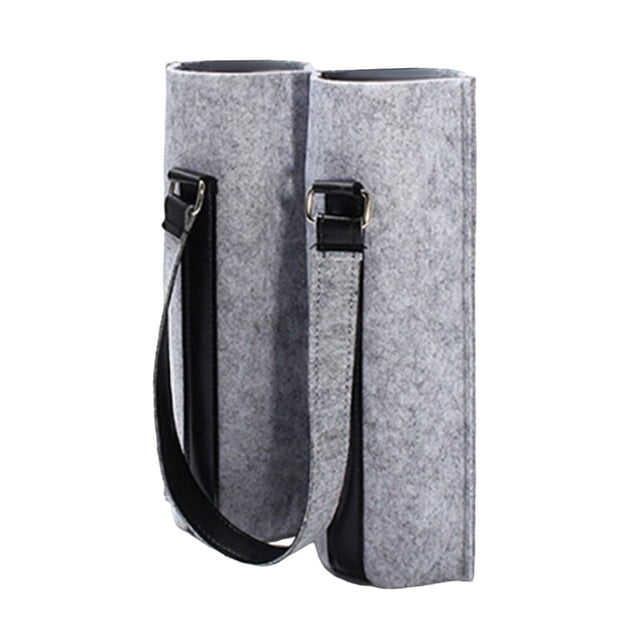 Bolsa aislada portátil perfecl para botellas de vino 750ml con asas de cuero PU gris