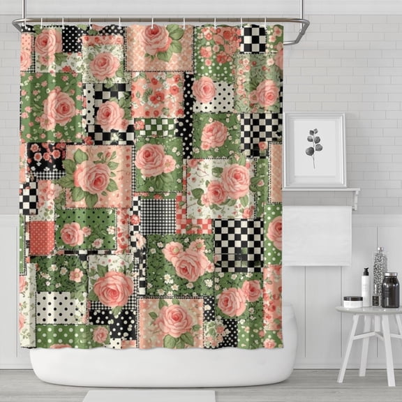 Pioneer Flower Floral Print Pattern Shower Curtain 84"x72", Bathroom Decorative Shower Curtain Set with 12 Hooks, Waterproof Washable