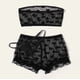 thumbnail image 5 of Gibobby Conjunto de lencería de encaje Día de San Valentín Día de San Valentín Pijama con tanga con volantes, conjunto de tubo con patrón, pantalones cortos con adornos p(Negro, M), 5 of 5