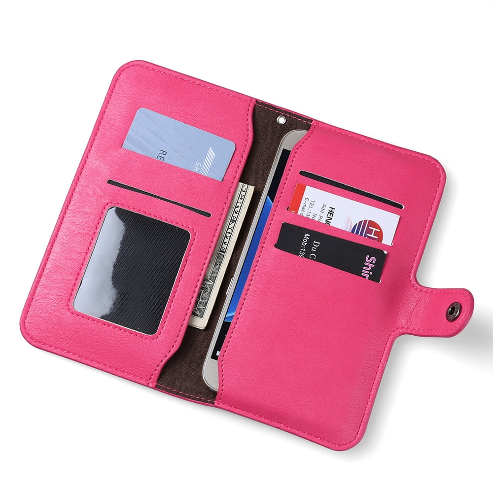 Durable And Slim Vegan Leather Flip Wallet Phone Case For Apple iPhone XS / XR / X With Classic Design And Dedicated Card And ID Slots (Magenta)