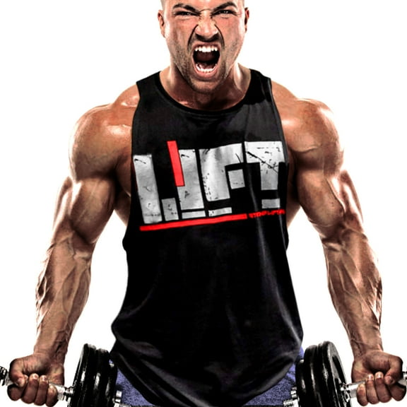 Men's Stringers Bodybuilding Tank Tops Sleeveless Muscle Shirts Yoga Fitness Vest (Black, Medium)