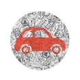 thumbnail image 2 of LADDKA 60 inch Round Beach Towel Blanket Red Passport Travel Bus and Border Stamps Pattern Air Travel Circle Circular Towels Mat Tapestry Beach Throw, 2 of 2