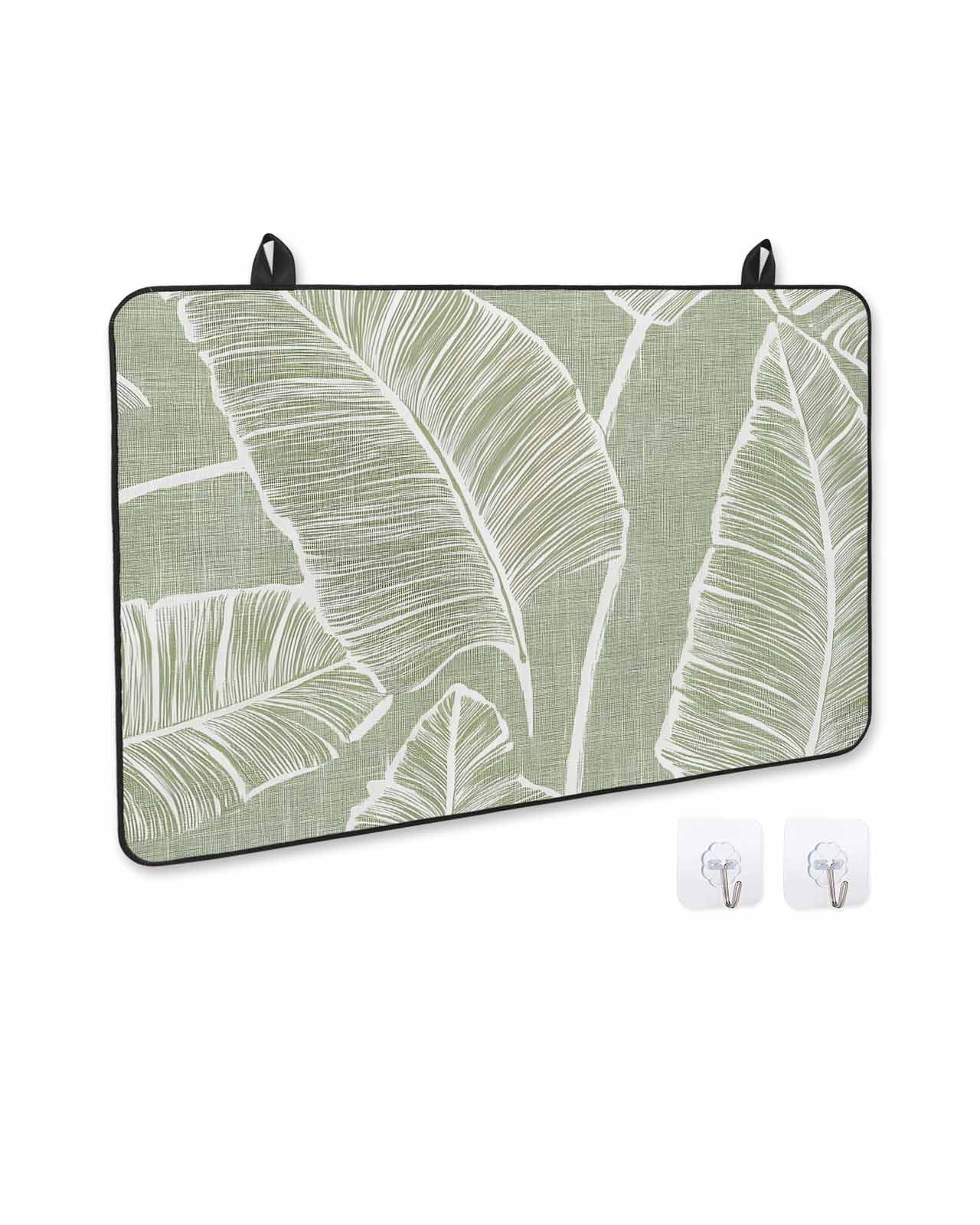 nqOlkjepod Large Induction Cooktop Protector Mat 36"x21", Tropical Bloom Silhouettes Stove Top Covers for Electric Stove, Green Palm Leaf Decorative Stove Burner Cover Mats, Glass Top Stove Cover