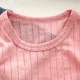 thumbnail image 4 of Mifsaly Toddler Kids Ribbed Knit Pajamas Sets Short Sleeve Crewneck Tops And Sleeping Pants Girls Boys Soft Comfort Breathable Cotton Sleepwear, 4 of 6