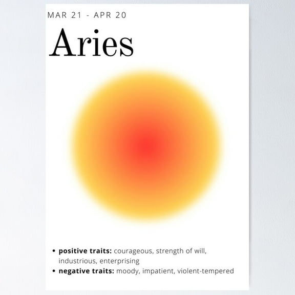 Aries Aura Design Mar 21 - Apr 20 Poster- Unframed Poster | Wall Art | Perfect For Home Decor & Gifts, 8x12