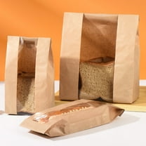 Joernso 50 Packs Paper Bread Bags with Clear Window Homemade Bread Sourdough Toast Bags Waterproof Tear-Proof Kraft Paper Bags for Bakery Pastry