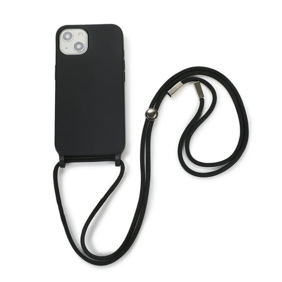 Feishell Crossbody Lanyard Case for iPhone 13,Adjustable Strap Shockproof Drop Protection Soft Flexible Silicone Cover Shockproof Protective Phone Case Cover for Women Men,Black