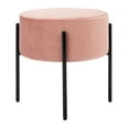 thumbnail image 4 of SAFAVIEH Lisbon Modern Glam Round Ottoman, Dusty Rose, 4 of 10