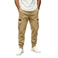 thumbnail image 6 of MXALUOB Men's Cargo Joggers Elastic Waist Drawstring Utility Winter Pants Solid Color Cinch Bottom Casual Trousers with Multi Pockets, 6 of 6