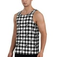 thumbnail image 2 of Gukieu Black Tartan Plaid Print Men's Quick Dry Fitness Vest, Round Neck Sleeveless Fitness Bodybuilding Top-4X-Large, 2 of 7
