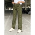 thumbnail image 5 of Women's High Waisted Cargo Pants - Baggy Y2K Wide Leg Pants with Pockets, Warm Thermal Streetwear for Winter Christmas New Year Outfits, 5 of 6