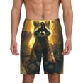 thumbnail image 1 of Vsdgher Short de Pyjama pour Hommes Imprimé Raton Laveur Méditant Bas de Pyjama Short de Détente Taille Élastique Léger avec Poches-Petit, 1 of 6
