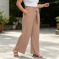 thumbnail image 5 of cocolona Womens Summer Casual Loose Plus Size Pants Elastic Waist Straight Wide Leg Vacation Lounge Trousers with Pockets, 5 of 5