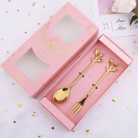 

2pcs Creative Stainless Steel Spoon Set Heart Shape Spoon Fork Coffee Spoon Christmas Gifts Kitchen Accessories Tableware