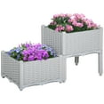 thumbnail image 1 of Outsunny 2 Piece Raised Garden Bed PP Raised Flower Bed Light Grey, 1 of 10
