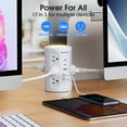 thumbnail image 6 of 12 Outlets Power Strip Tower with Night Light, Surge Protector with 5 USB(4U+2C) Ports 10 FT Extension Cord, White, 6 of 8