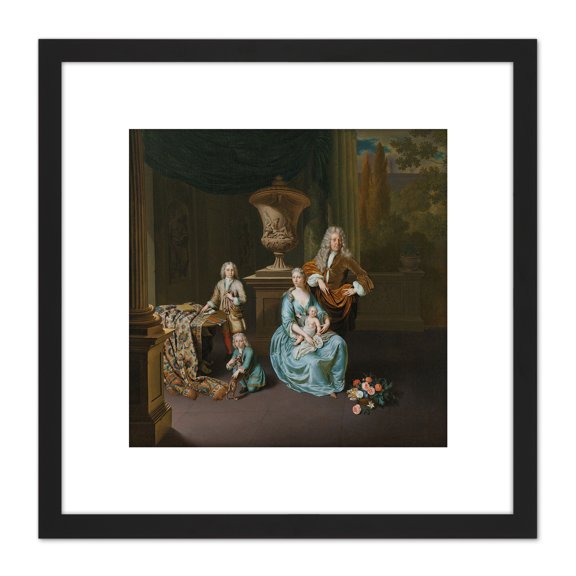 Van Mieris Portrait Van Leyden Family 8X8 Inch Square Wooden Framed Wall Art Print Picture with Mount