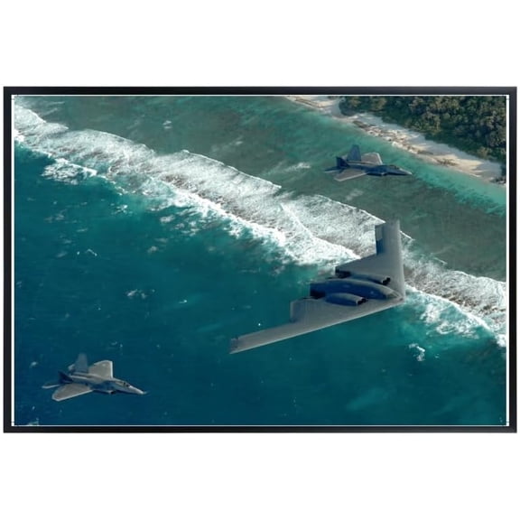 Bomber and Fighter Jet Formation Wall Art – Military Aviation Poster – Air Force Aircraft Print for Pilots and Aviation Enthusiasts