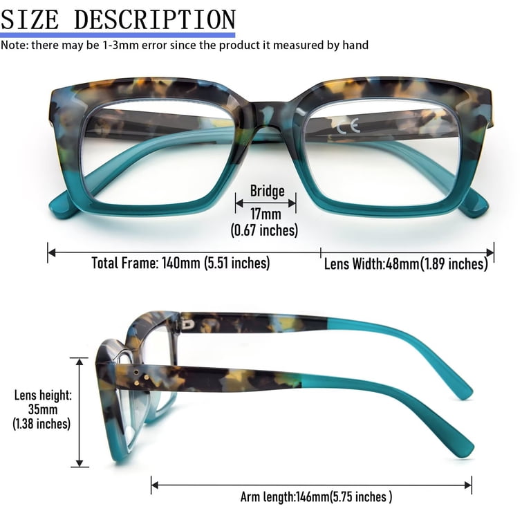 REAVEE 6 Pack Oversized Square Reading Glasses 1.5 for Women  display picture 2