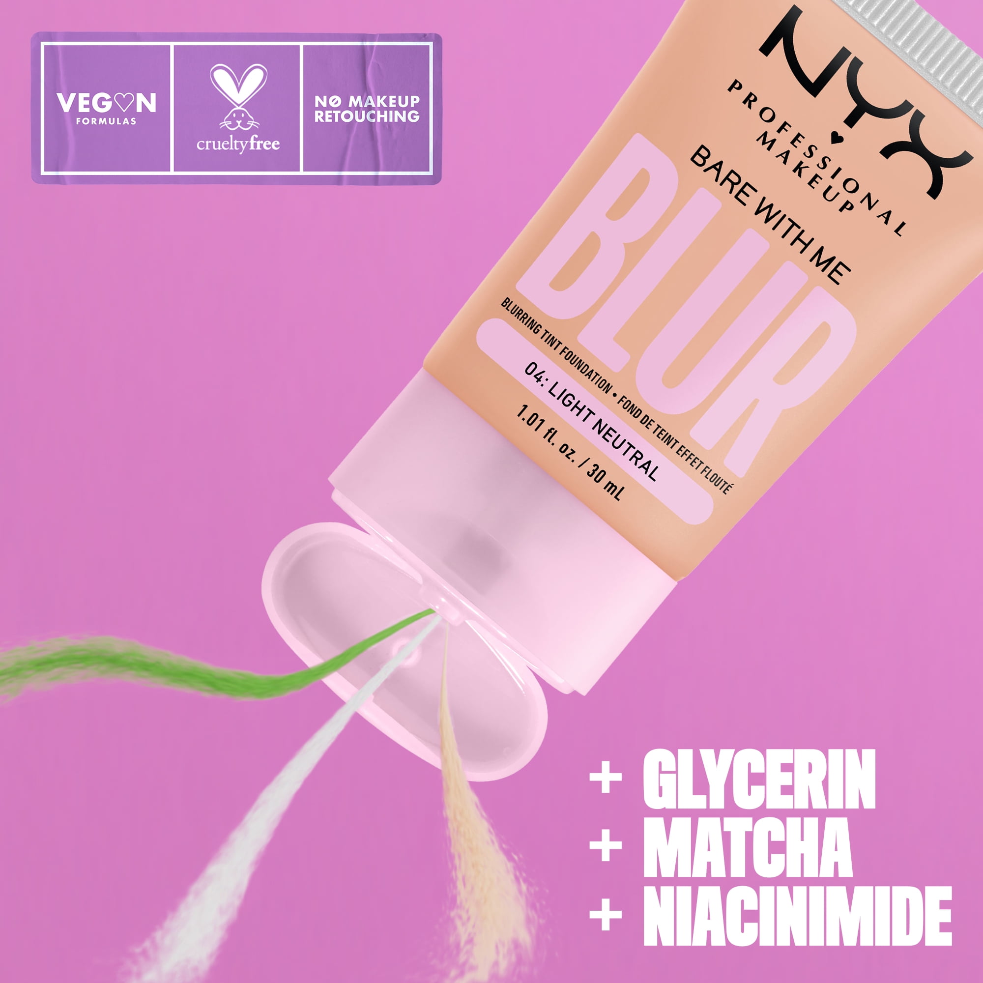 NYX Professional Makeup Bare with Me Blur Skin Tint Foundation, Medium Coverage, Light Neutral