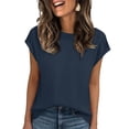 thumbnail image 2 of Womens Office Knit Sweater Vest Short Sleeve Loose Vest Pullover Solid Thin Top Blue M, 2 of 5