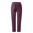 thumbnail image 3 of BJUTIR Womens Casual Pants Comfortable Fashion Solid Color Cotton Linen Pocket Draw String Casual Cargo Pants, 3 of 7