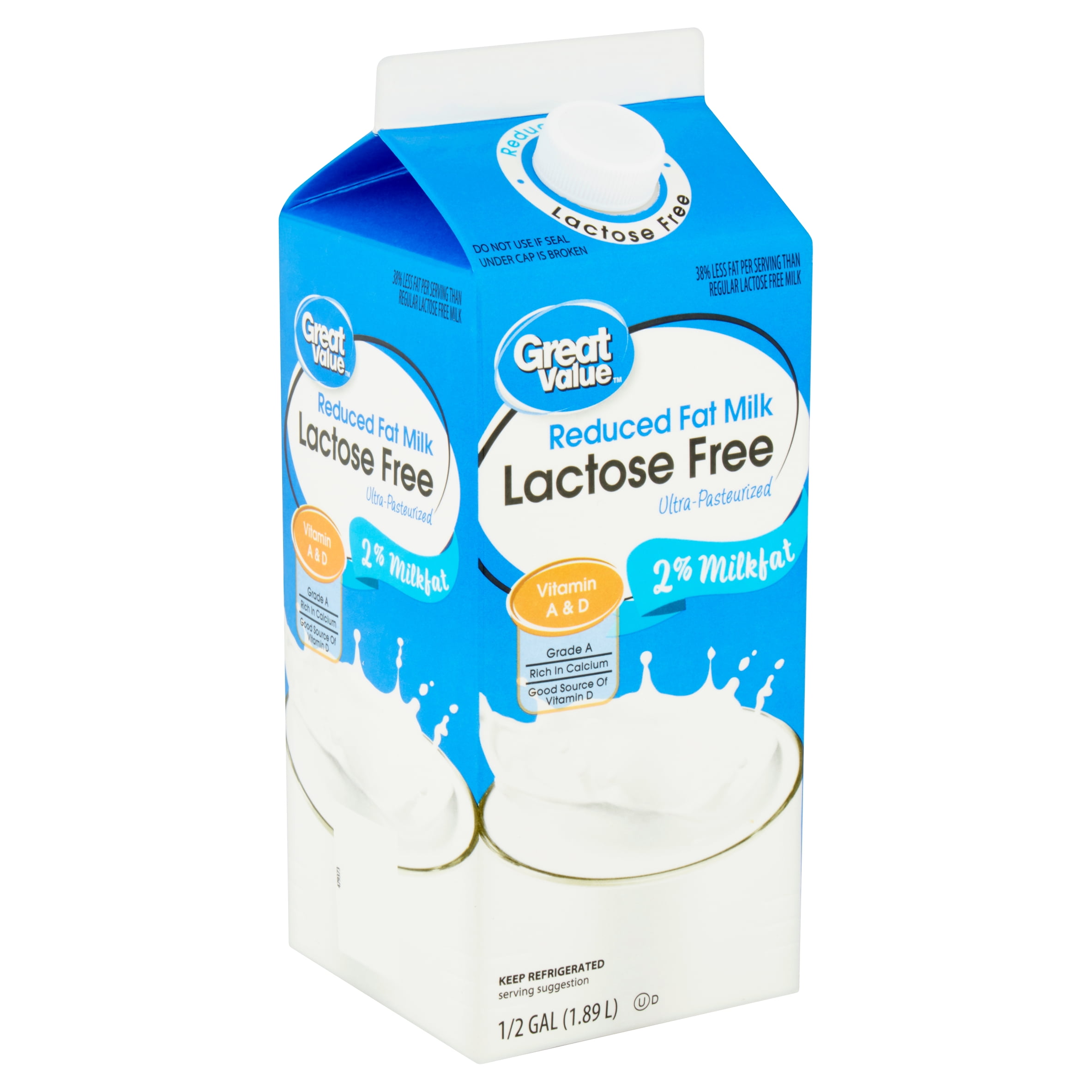 Great Value Lactose Free 2 Reduced Fat Milk 1 2 Gal Walmart 