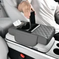 thumbnail image 1 of Car Center Console Cover, PU Leather Armrest Cushion Organizer with Double Cup Holder and Storage Box, 1 of 7