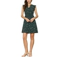 thumbnail image 1 of Vestido Casual de Verano Floral con Volantes y Escote en V de Manga Corta Allegra K para Mujer XL Verde Oscuro, 1 of 6